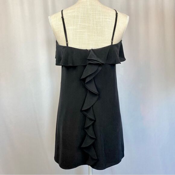 Tibi Black Dress 100% Silk Mini Length Ruffled Woman’s Sz 0 XS Event - Picture 2 of 14